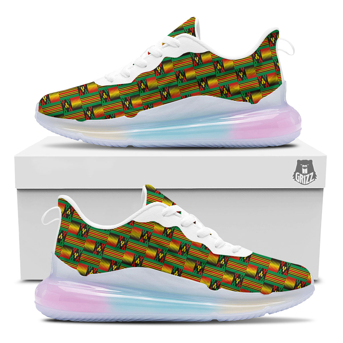 Pattern Kente Print Running Sneakers-grizzshop