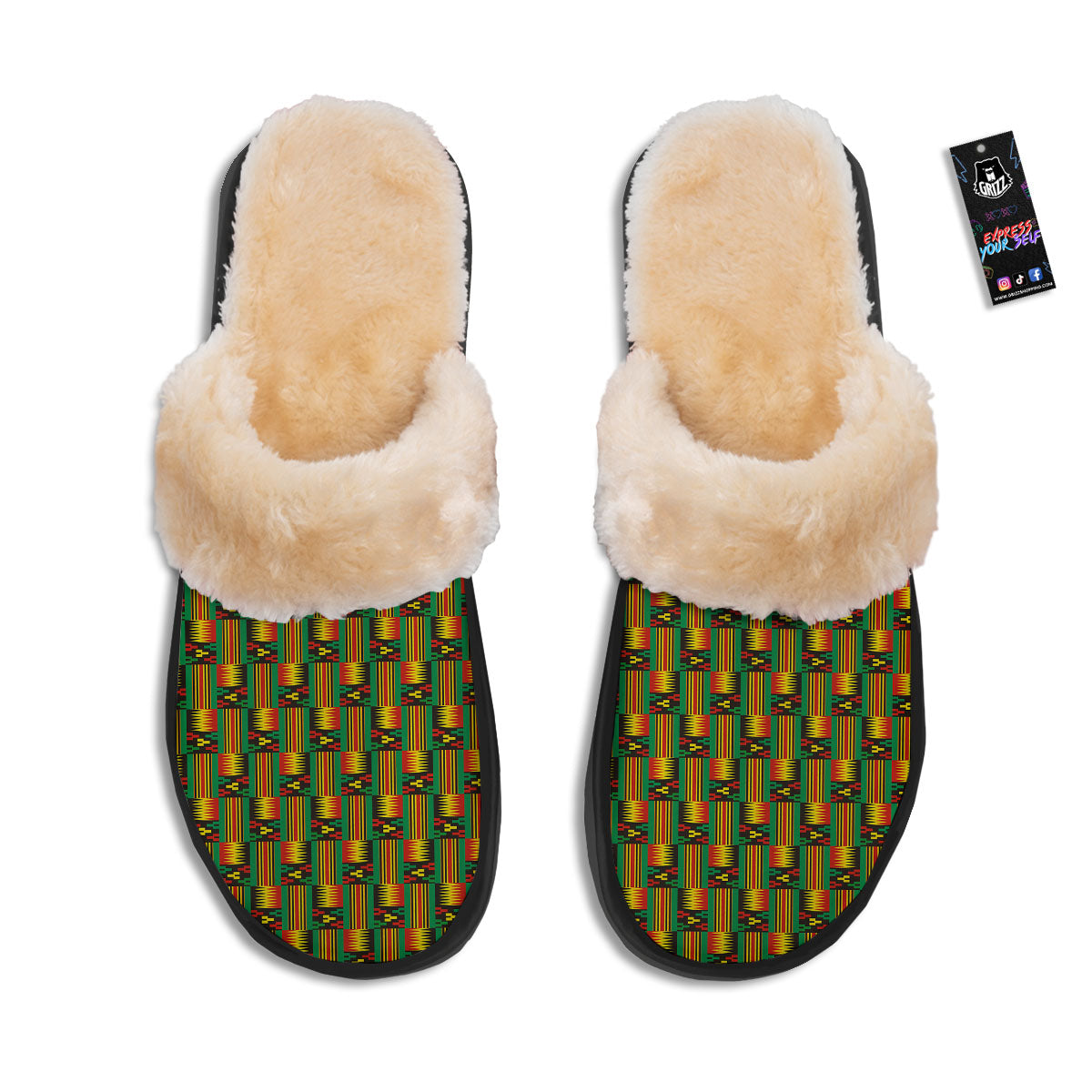 Pattern Kente Print Slippers-grizzshop