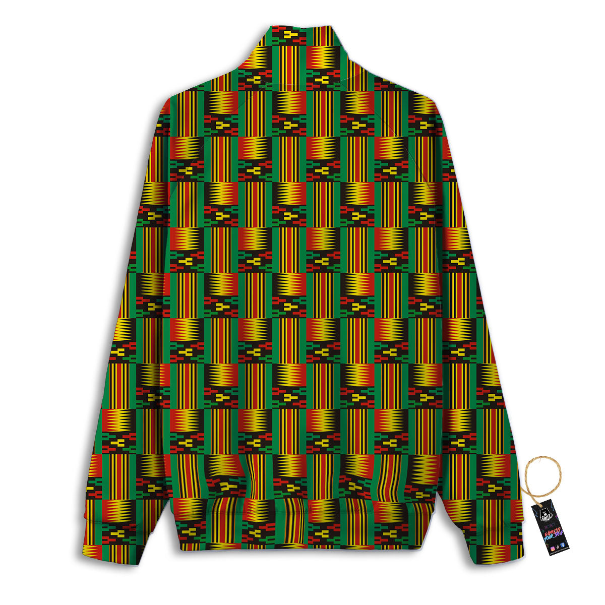 Pattern Kente Print Track Jacket-grizzshop