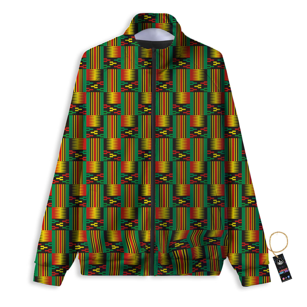 Pattern Kente Print Track Jacket-grizzshop