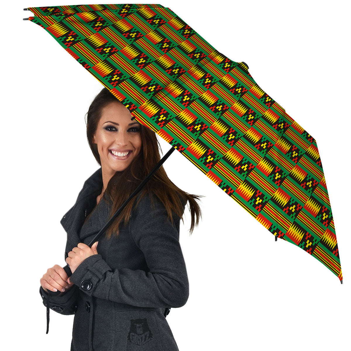 Pattern Kente Print Umbrella-grizzshop
