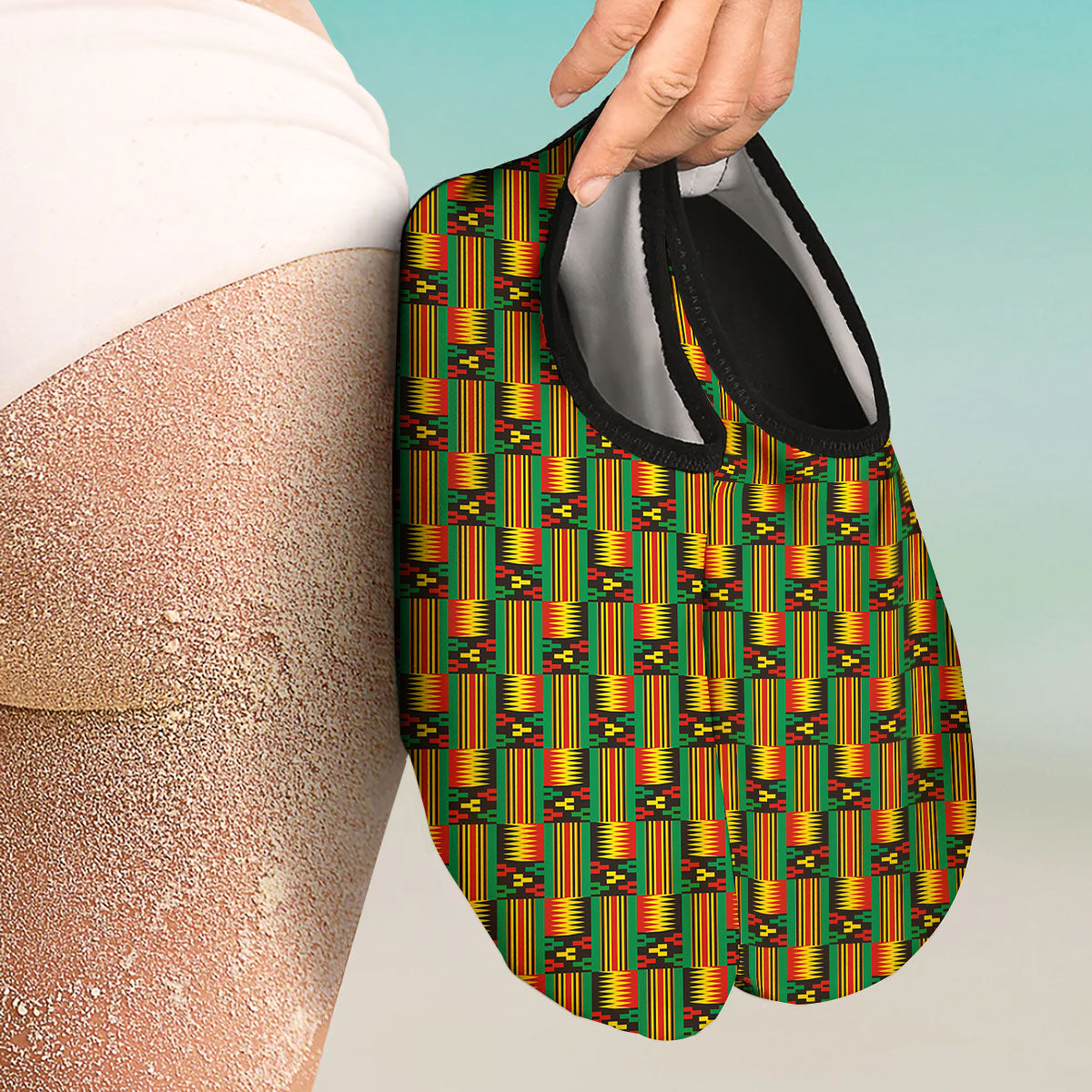 Pattern Kente Print Water Shoes-grizzshop