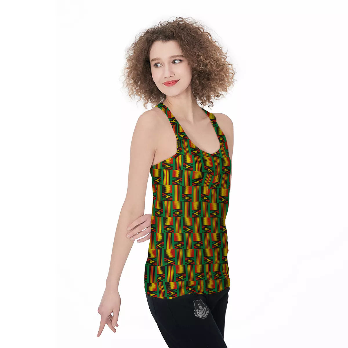 Pattern Kente Print Women's Racerback Tank Top-grizzshop