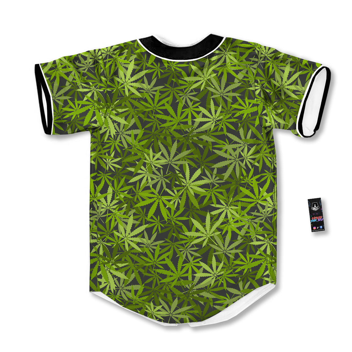 Pattern Leaf Marijuana Print Baseball Jersey-grizzshop
