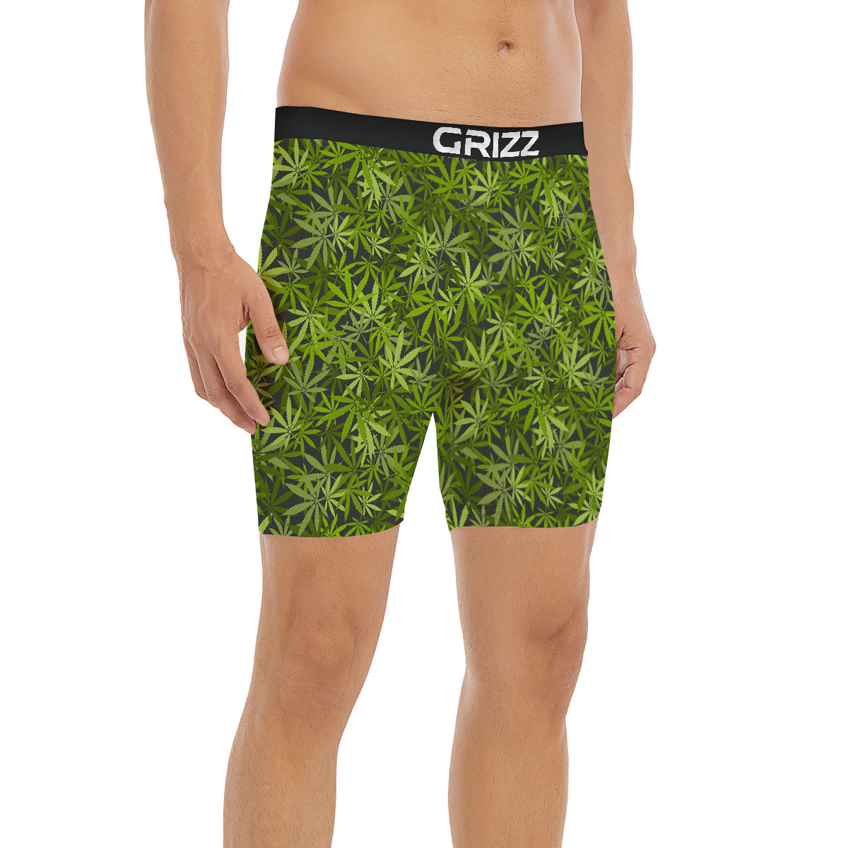 Pattern Leaf Marijuana Print Boxer Briefs-grizzshop
