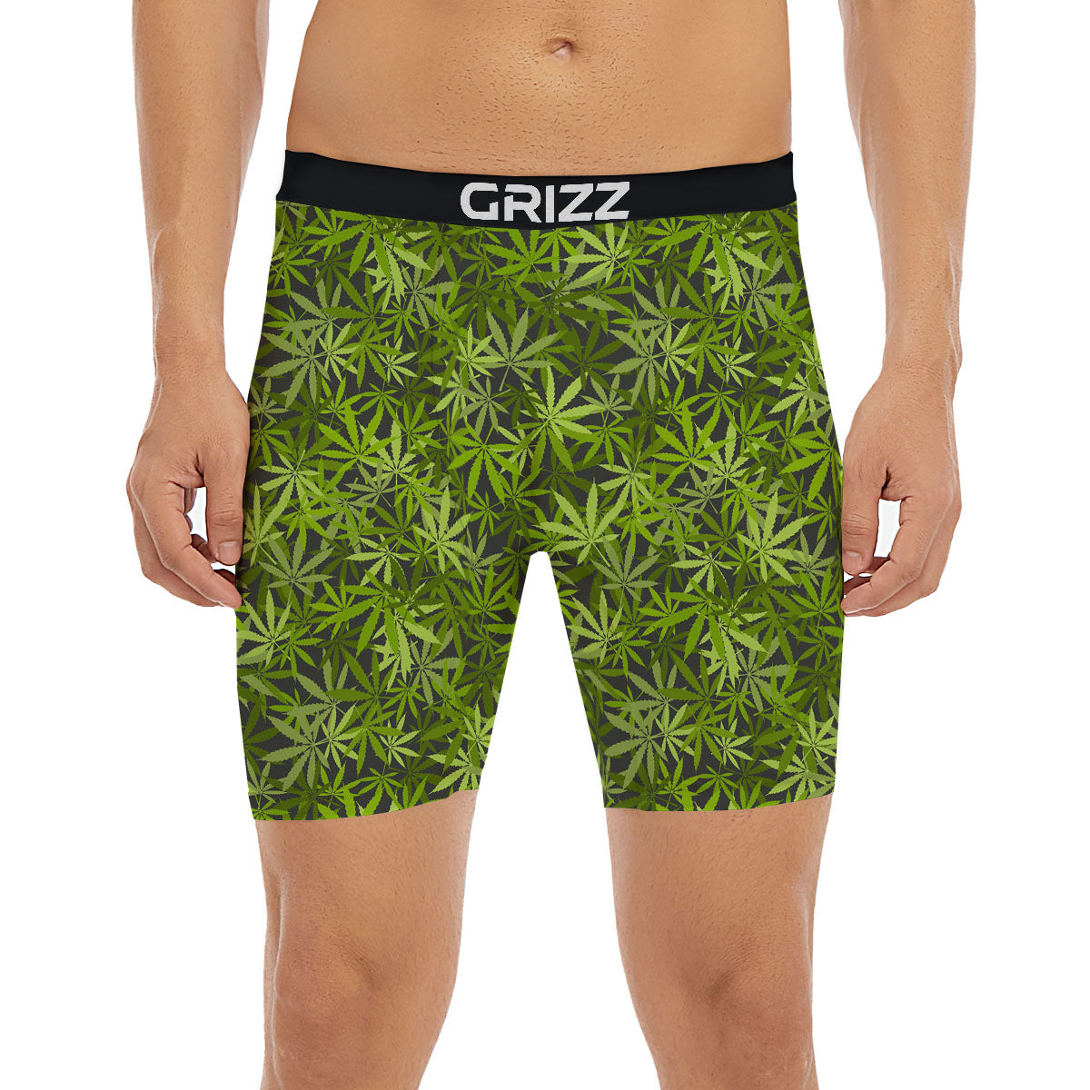 Pattern Leaf Marijuana Print Boxer Briefs-grizzshop