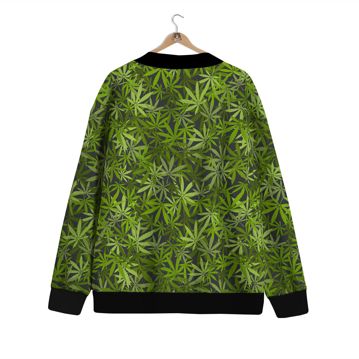 Pattern Leaf Marijuana Print Cardigan-grizzshop