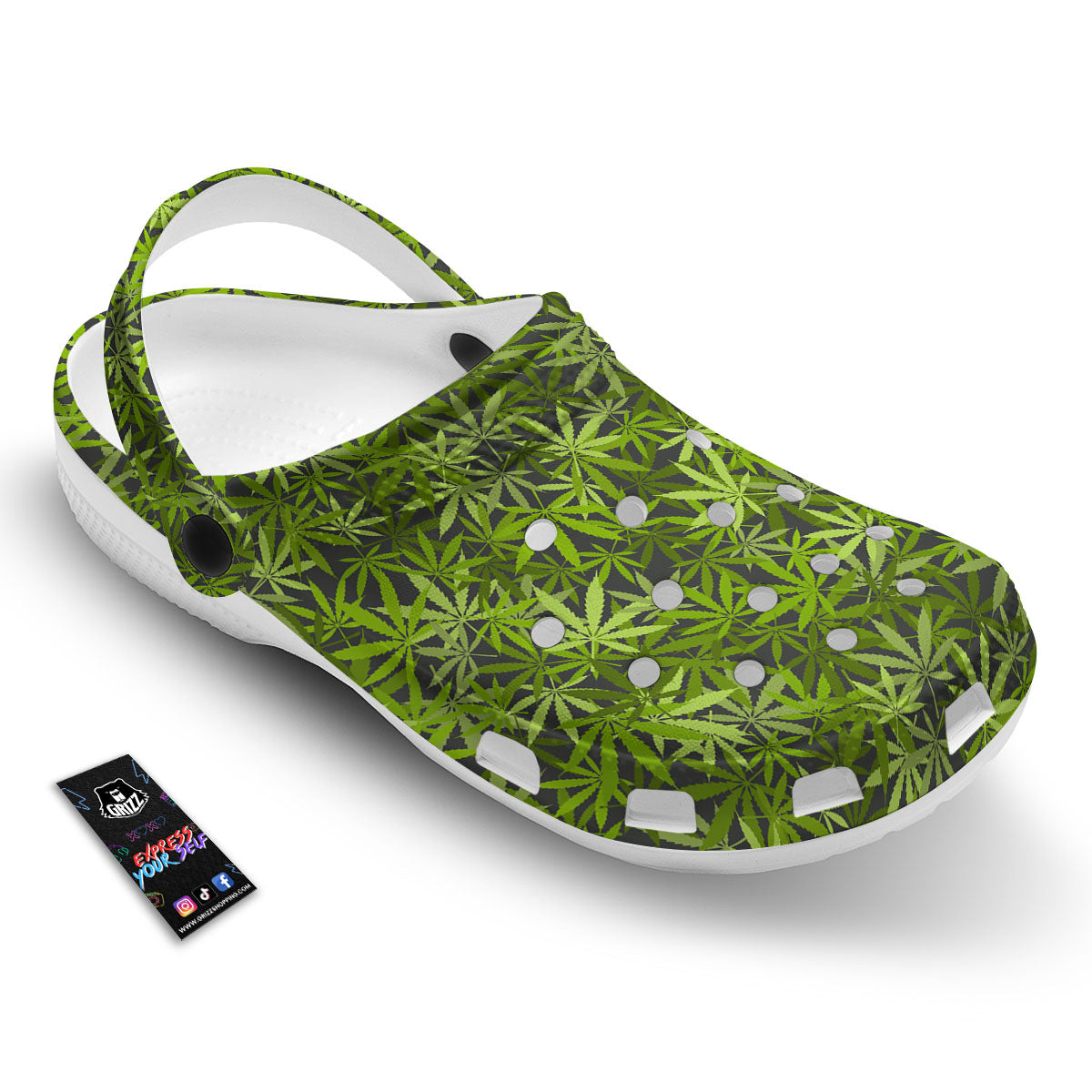 Pattern Leaf Marijuana Print Clog-grizzshop