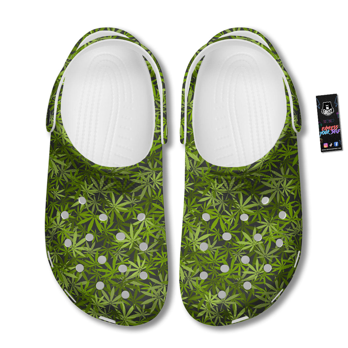 Pattern Leaf Marijuana Print Clog-grizzshop