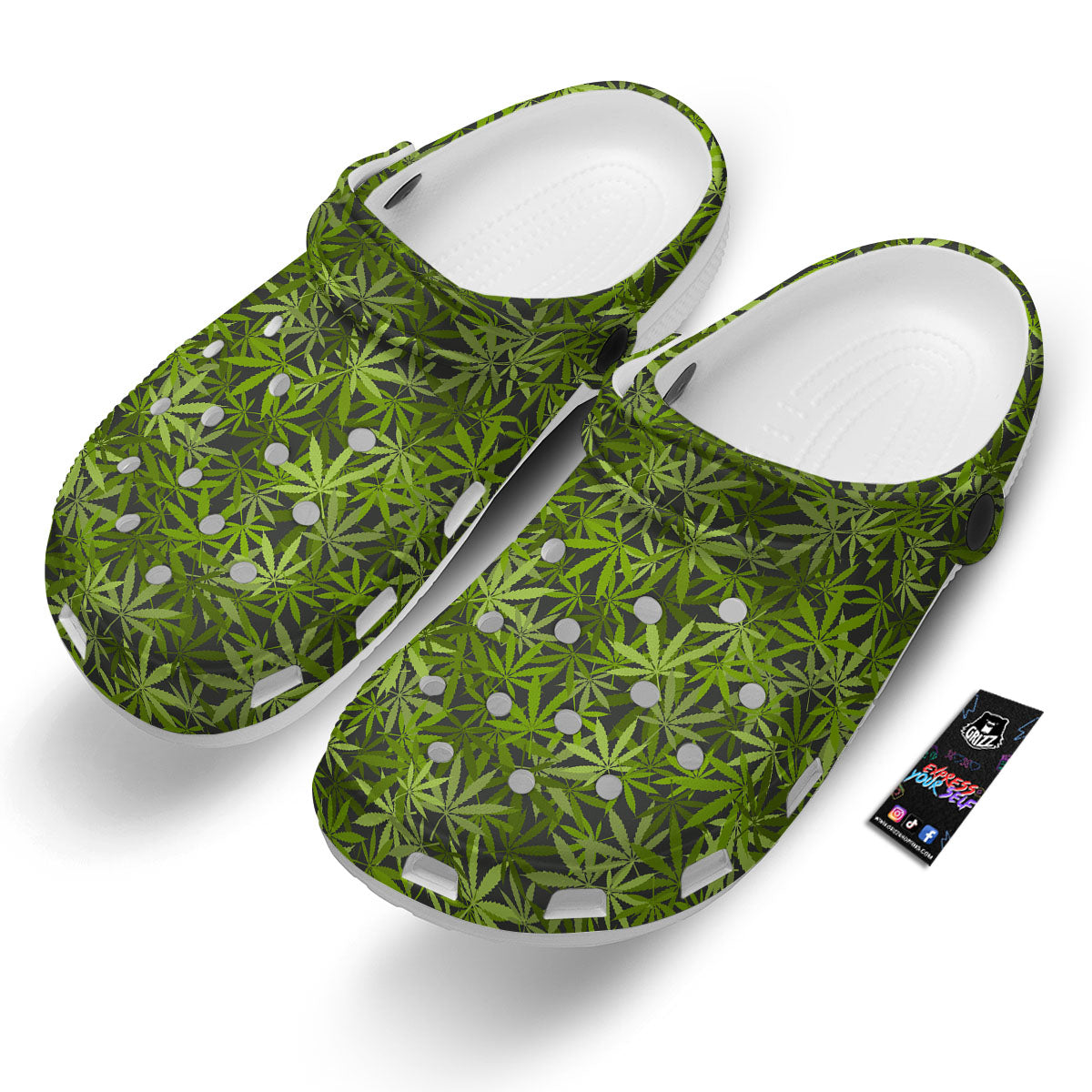 Pattern Leaf Marijuana Print Clog-grizzshop