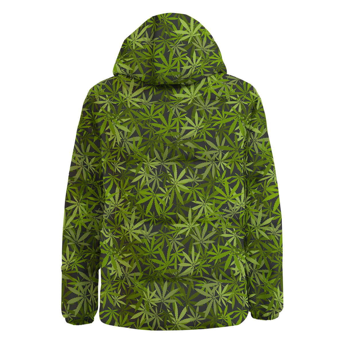 Pattern Leaf Marijuana Print Down Jacket-grizzshop