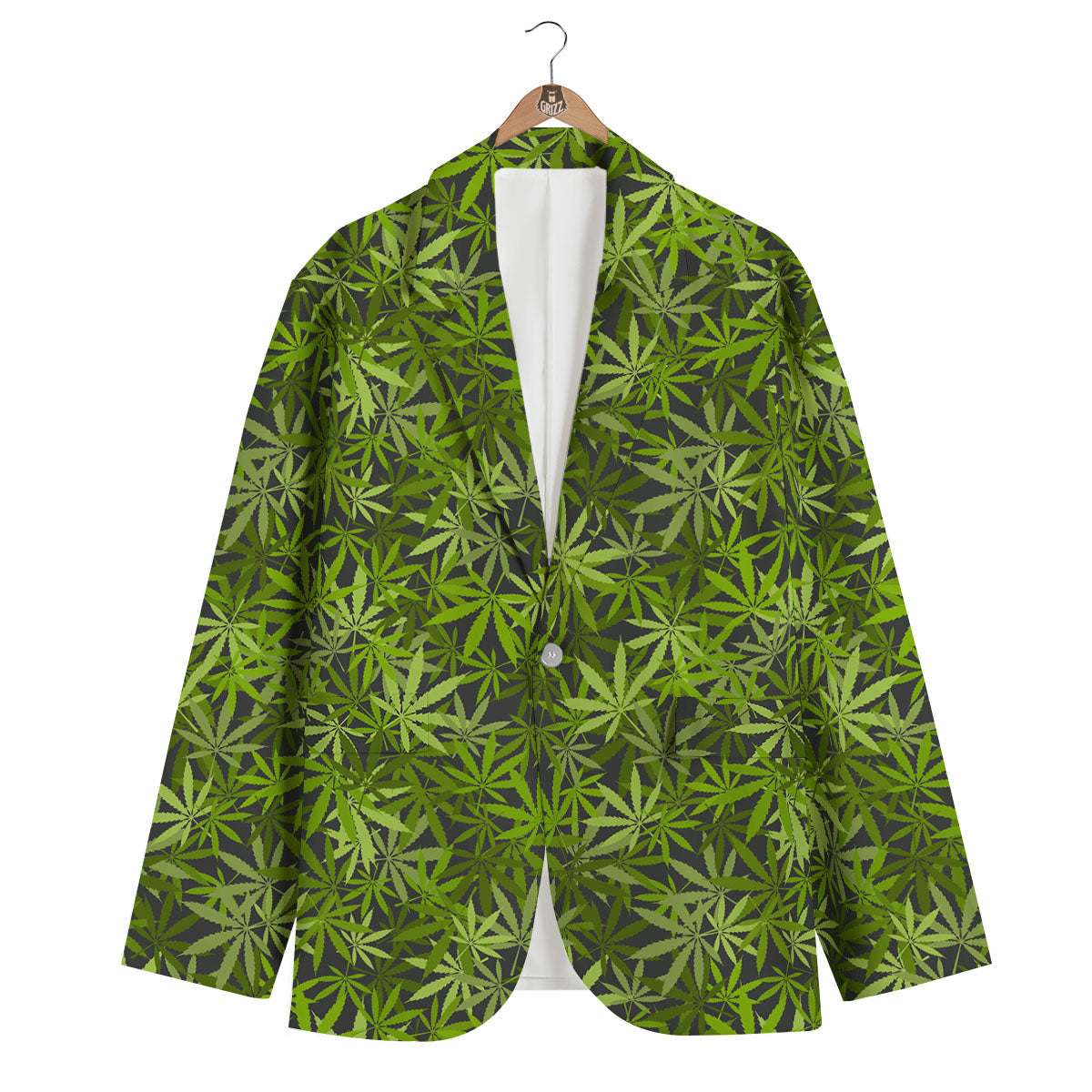 Pattern Leaf Marijuana Print Men's Blazer-grizzshop