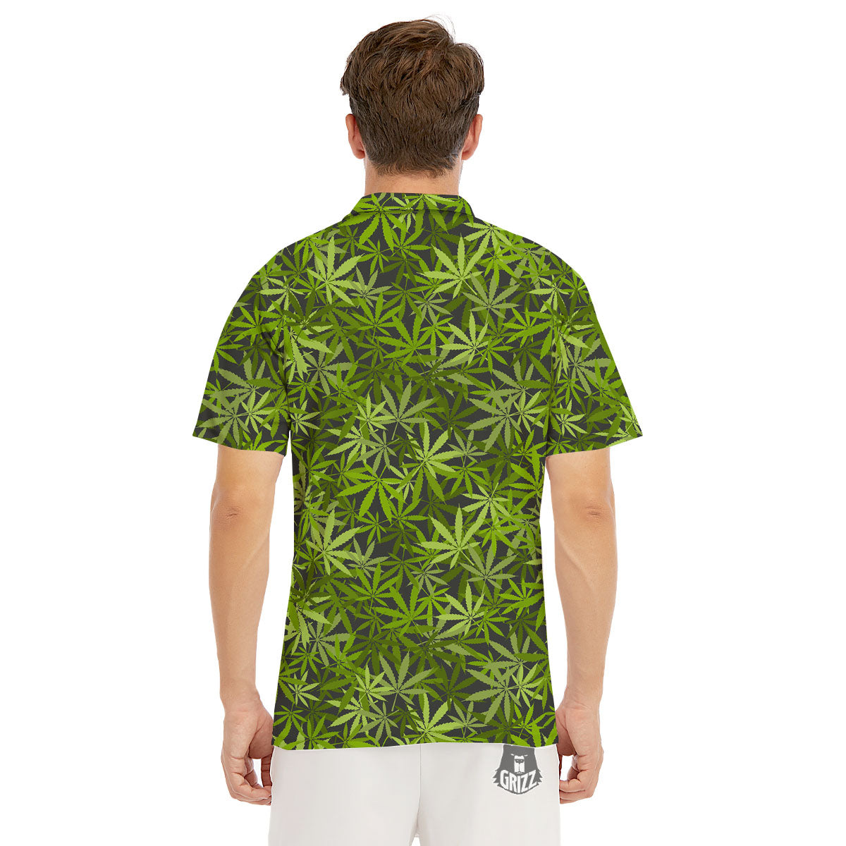 Pattern Leaf Marijuana Print Men's Golf Shirts-grizzshop