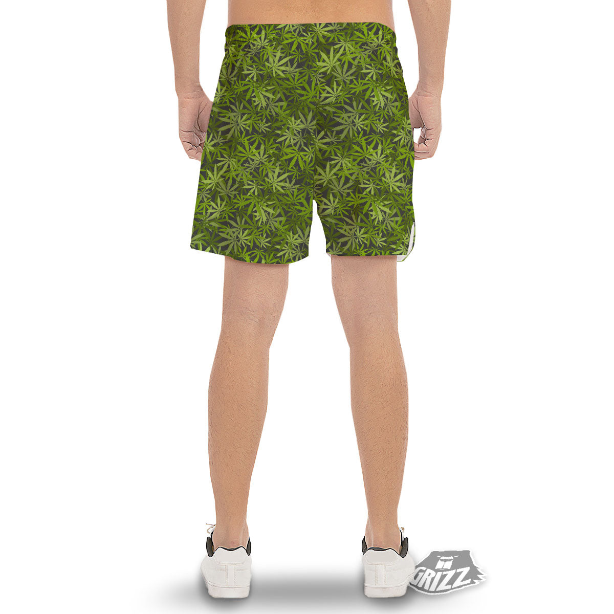Pattern Leaf Marijuana Print Men's Gym Shorts-grizzshop
