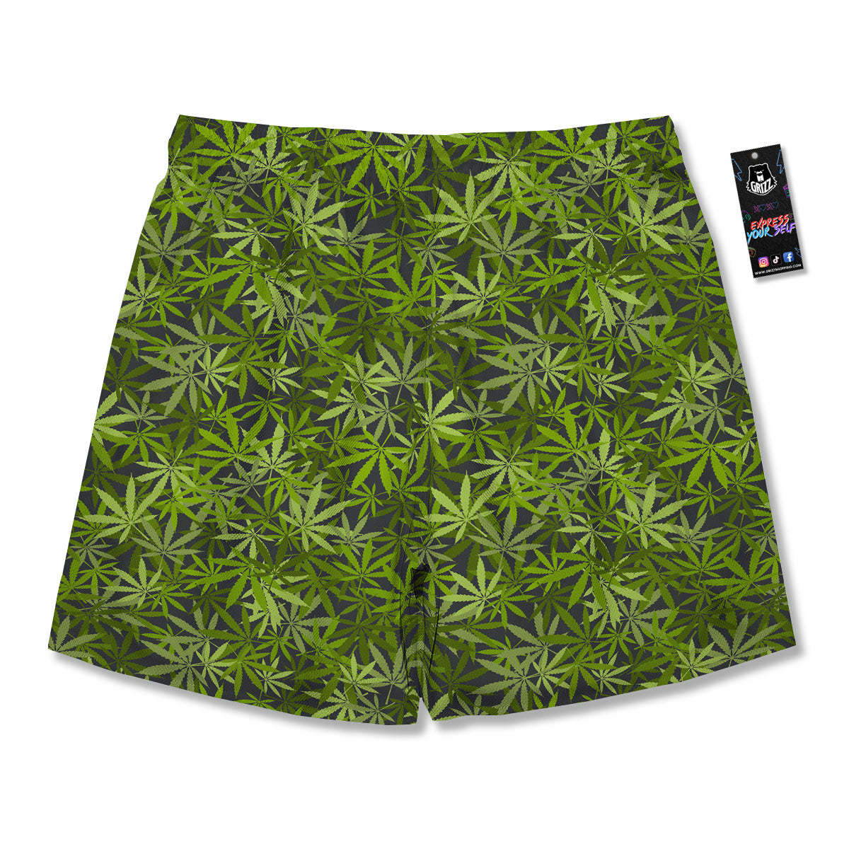 Pattern Leaf Marijuana Print Men's Running Shorts-grizzshop