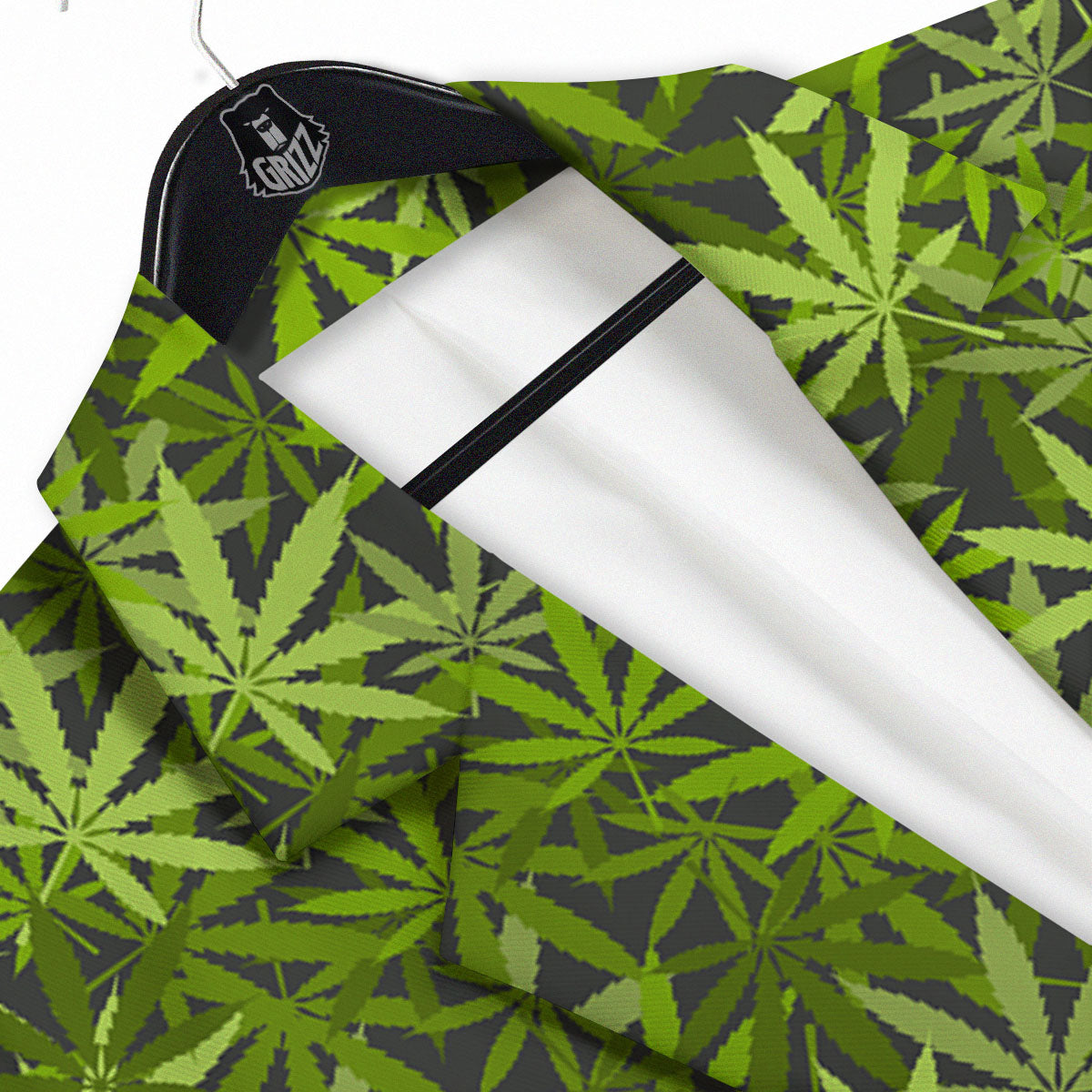 Pattern Leaf Marijuana Print Men's Sport Coat-grizzshop