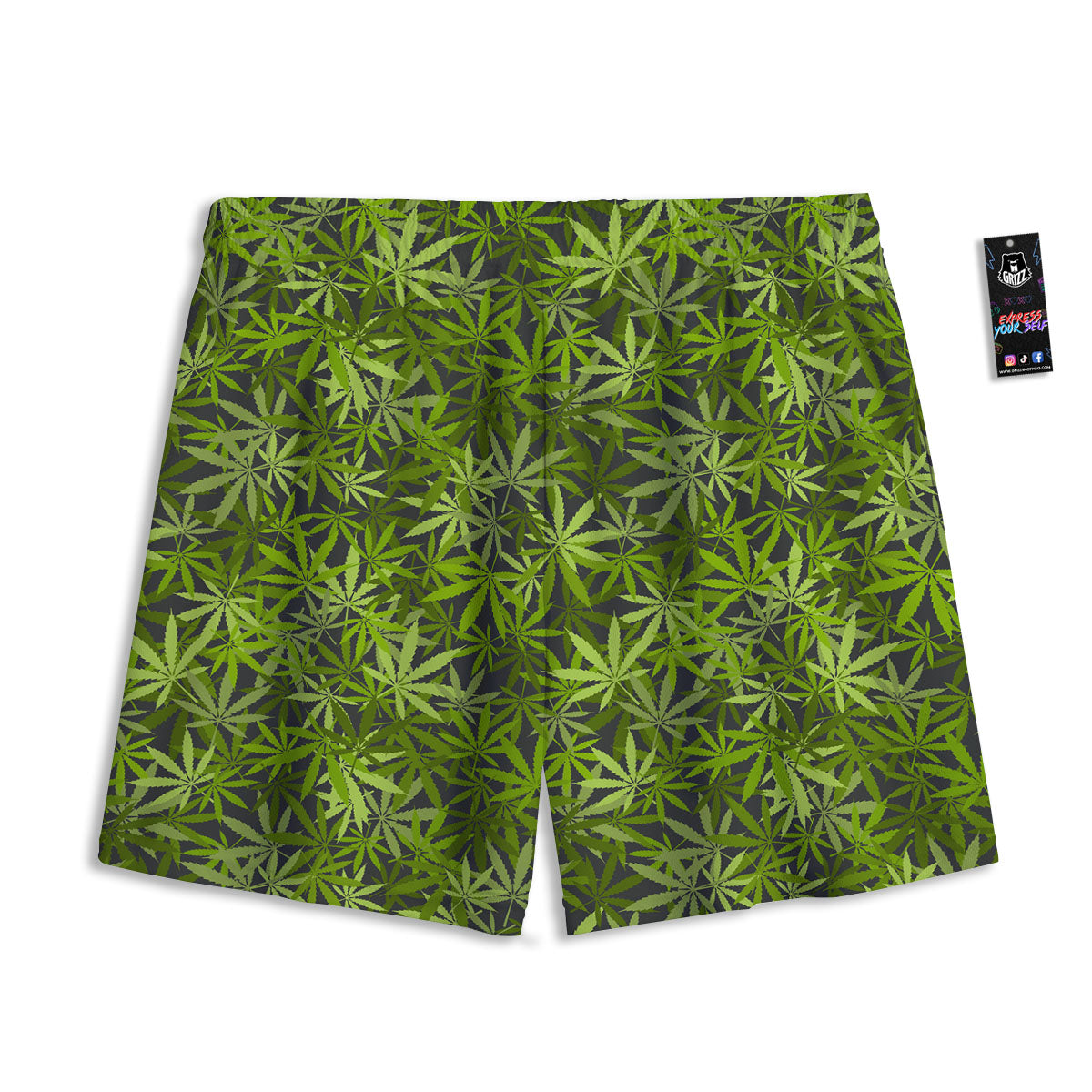 Pattern Leaf Marijuana Print Mesh Shorts
