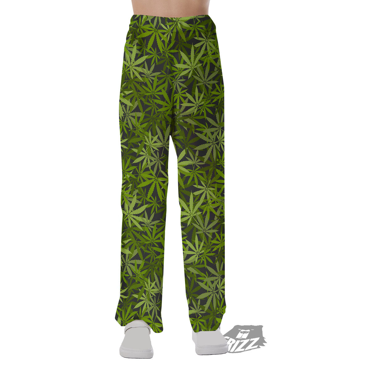 Pattern Leaf Marijuana Print Pajama Pants-grizzshop