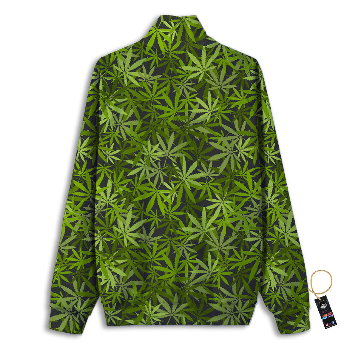 Pattern Leaf Marijuana Print Track Jacket-grizzshop