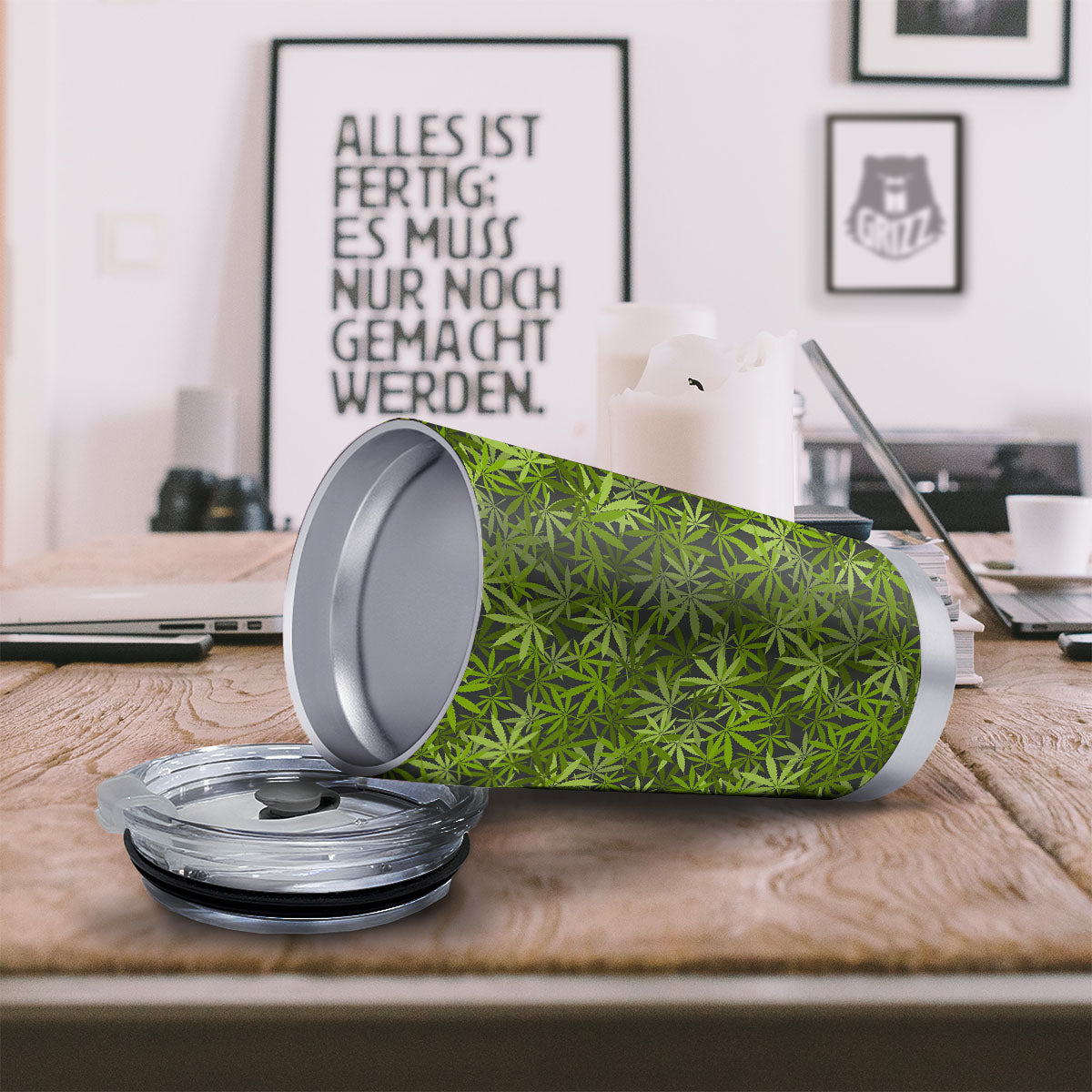 Pattern Leaf Marijuana Print Tumbler-grizzshop