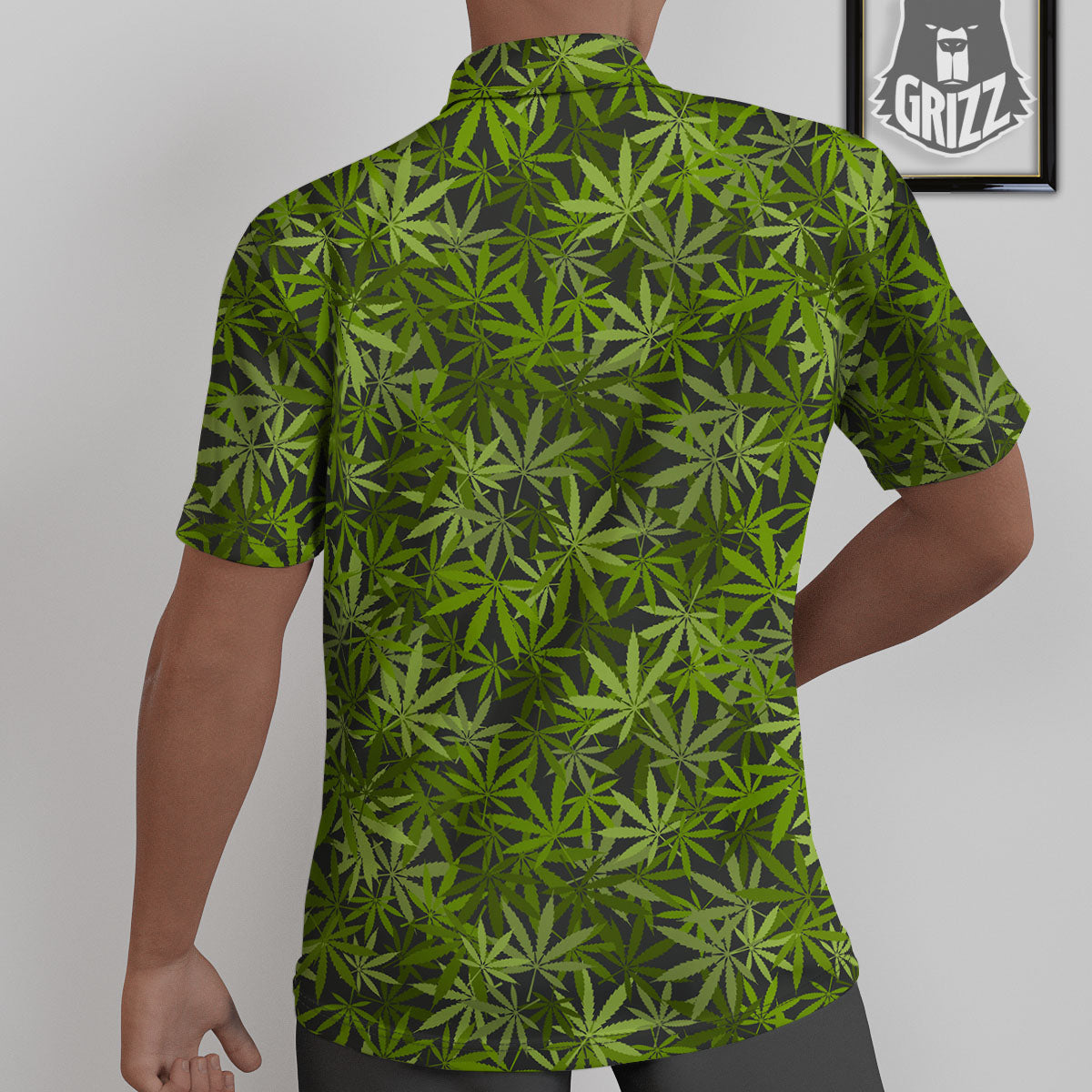 Pattern Leaf Marijuana Print Untucked Shirts-grizzshop