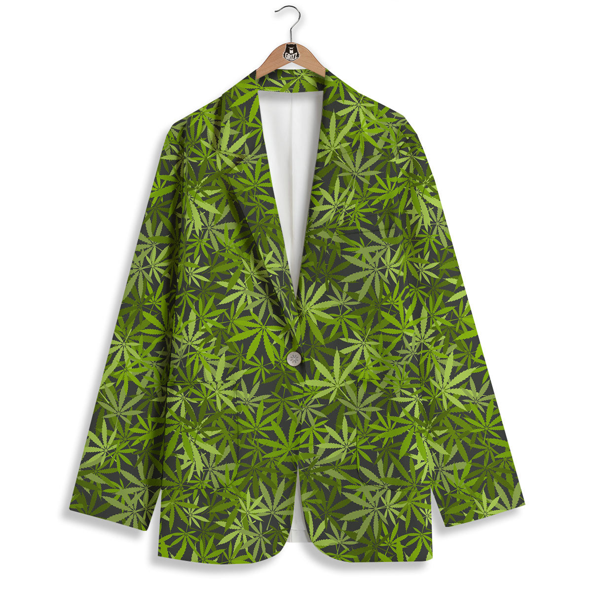 Pattern Leaf Marijuana Print Women's Blazer-grizzshop