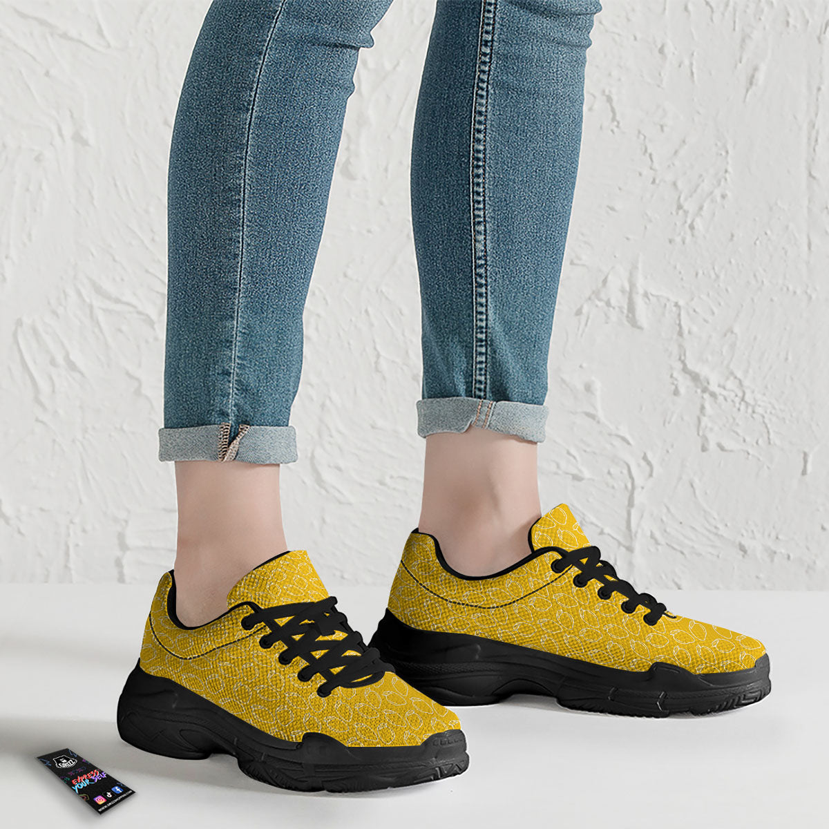 Pattern Mango Print Black Chunky Shoes-grizzshop