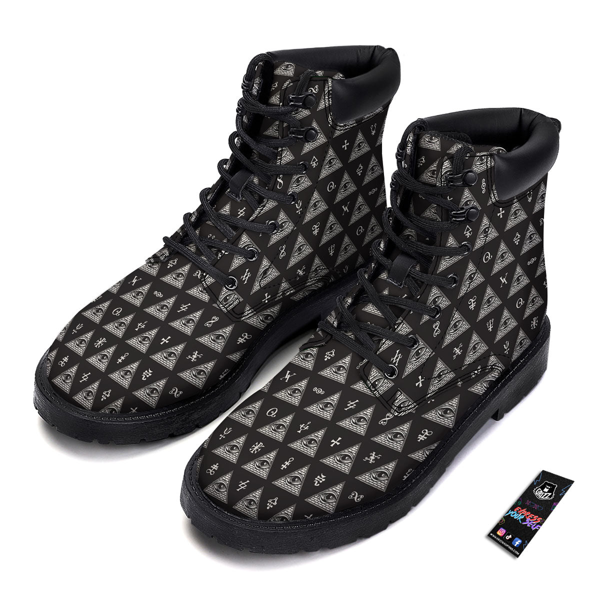 Pattern Masonic Eye Print Boots-grizzshop