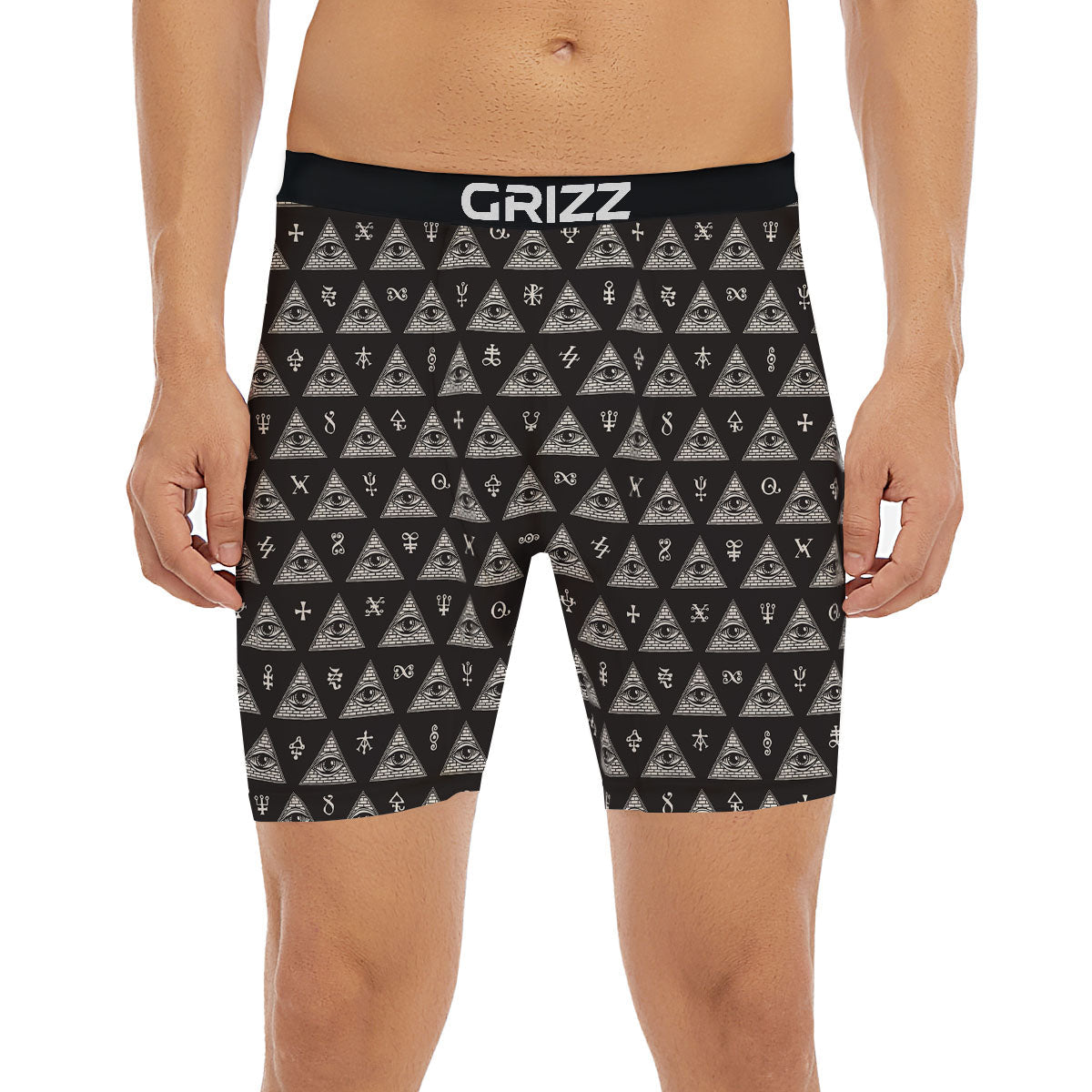 Pattern Masonic Eye Print Boxer Briefs-grizzshop