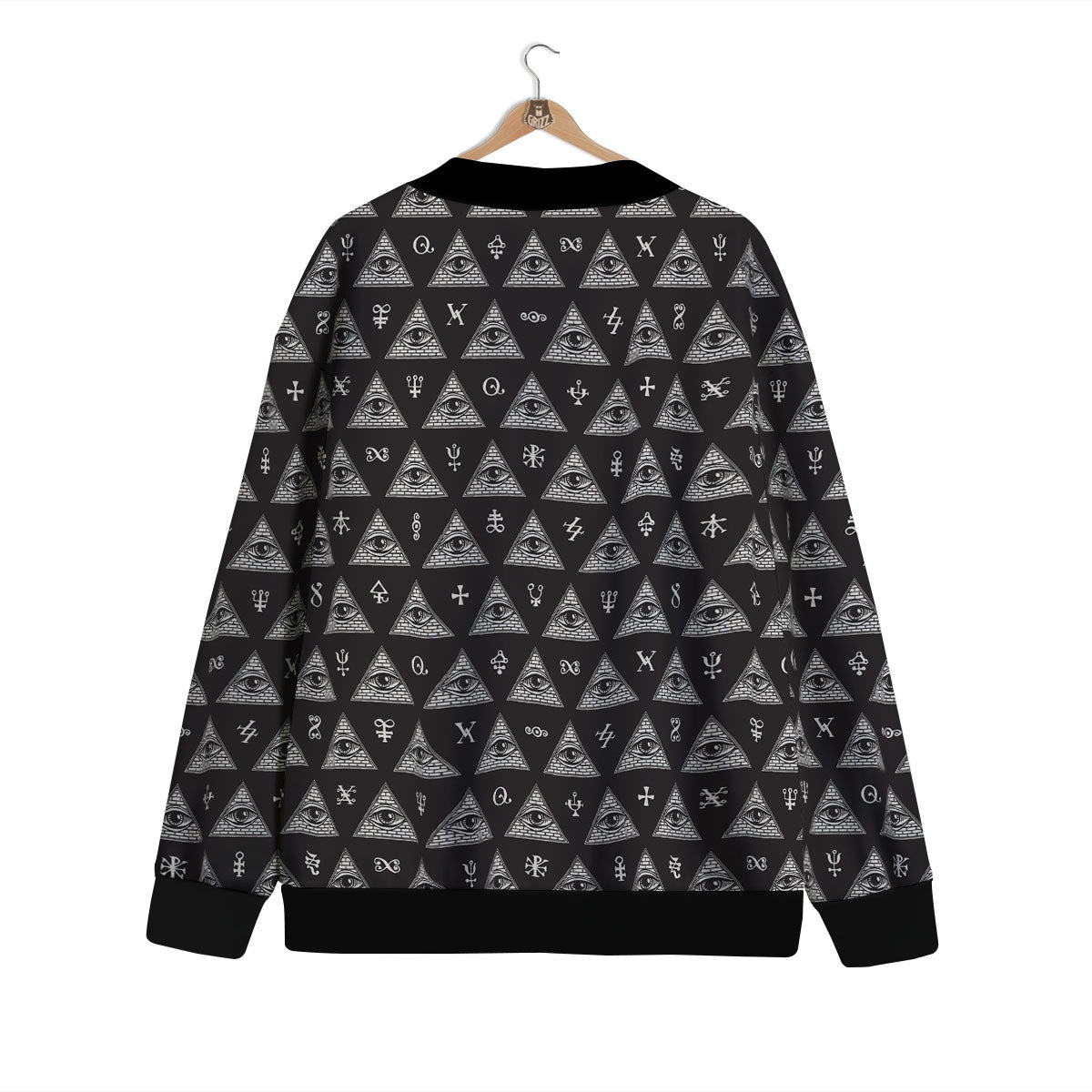 Pattern Masonic Eye Print Cardigan-grizzshop