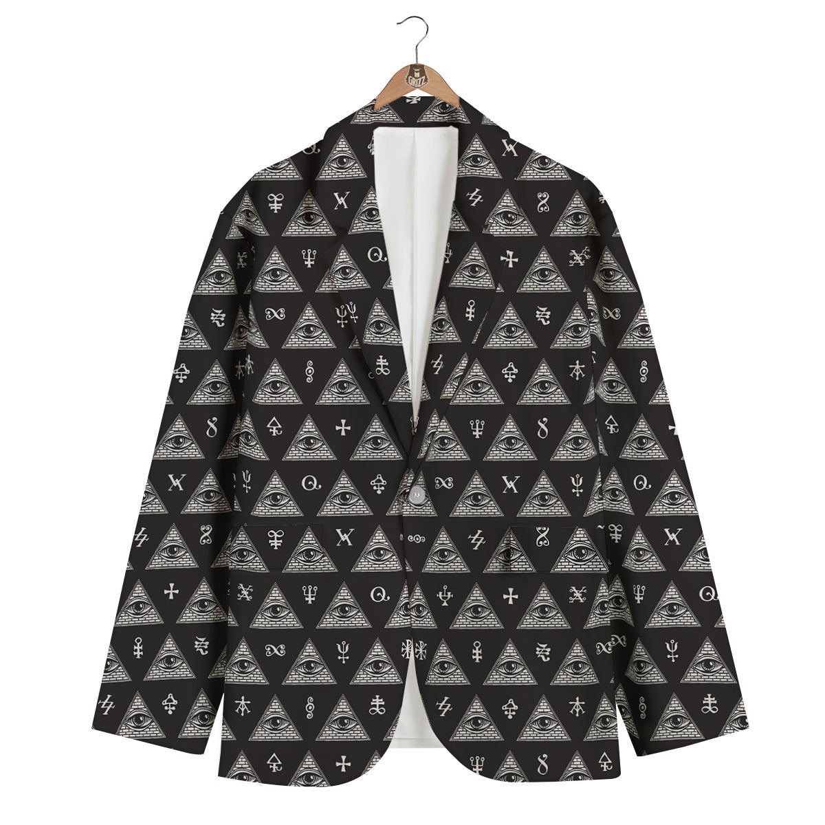 Pattern Masonic Eye Print Men's Blazer-grizzshop