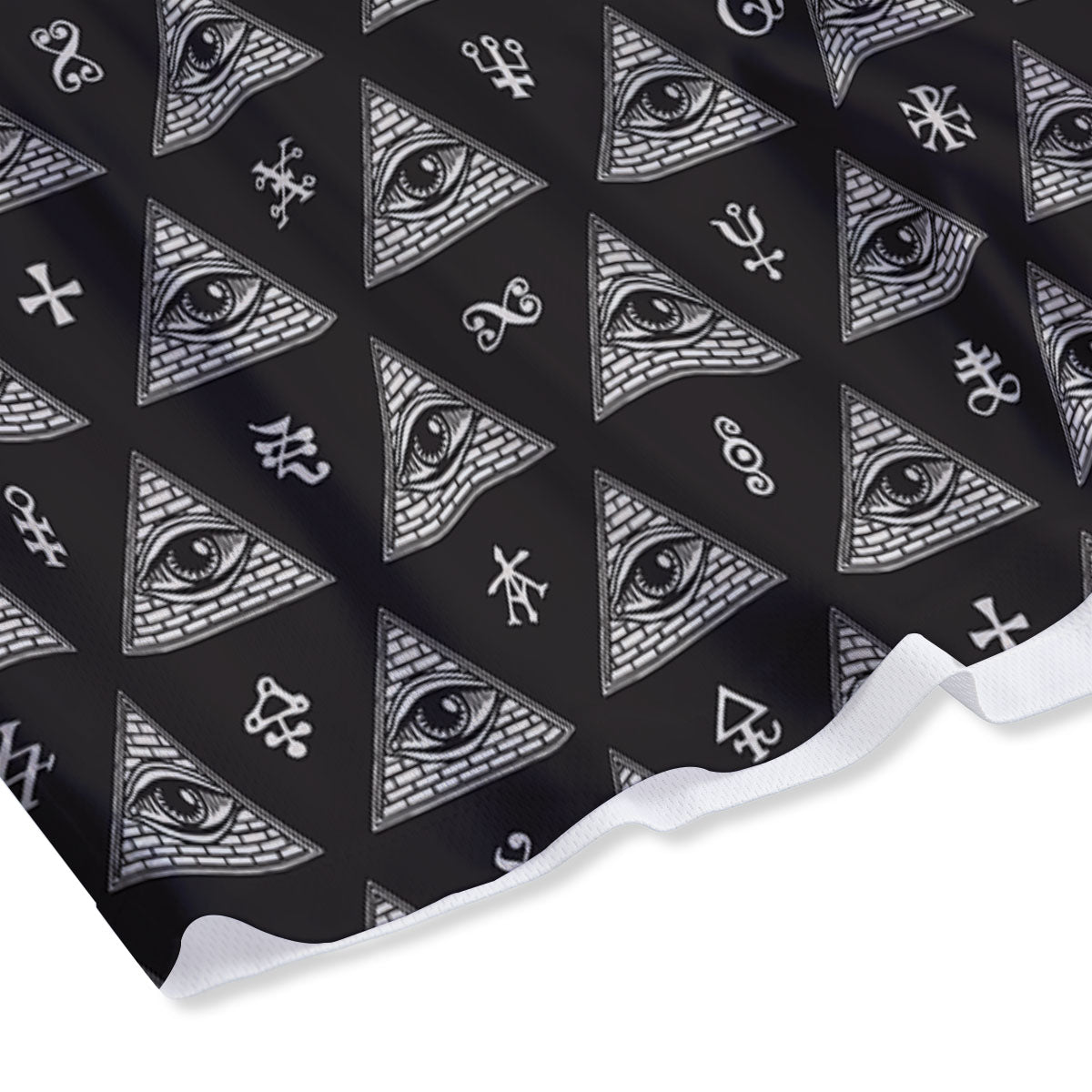 Pattern Masonic Eye Print Mesh Shorts-grizzshop