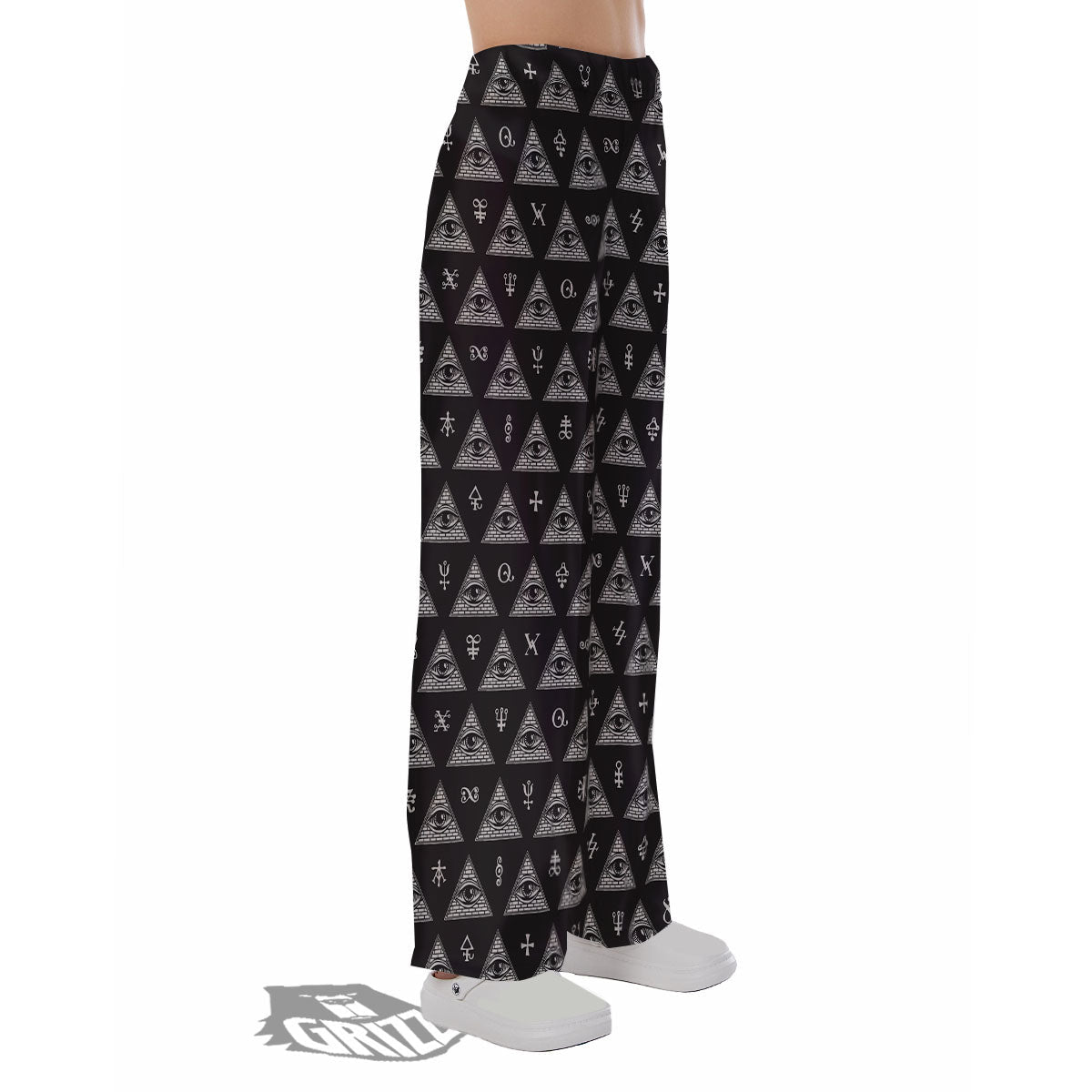 Pattern Masonic Eye Print Pajama Pants-grizzshop