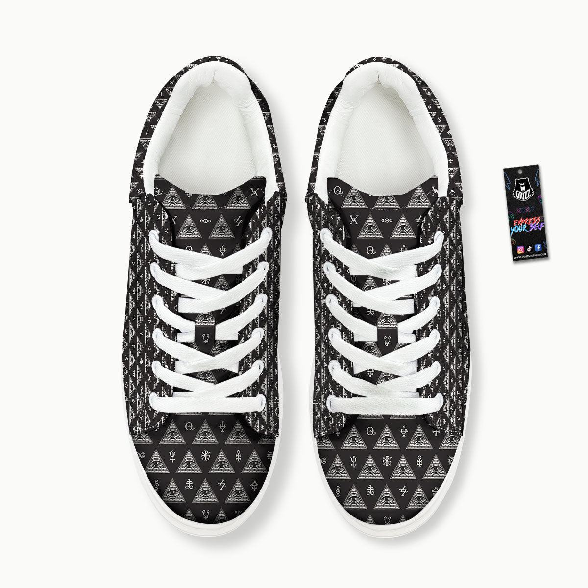 Pattern Masonic Eye Print Platform Shoes-grizzshop
