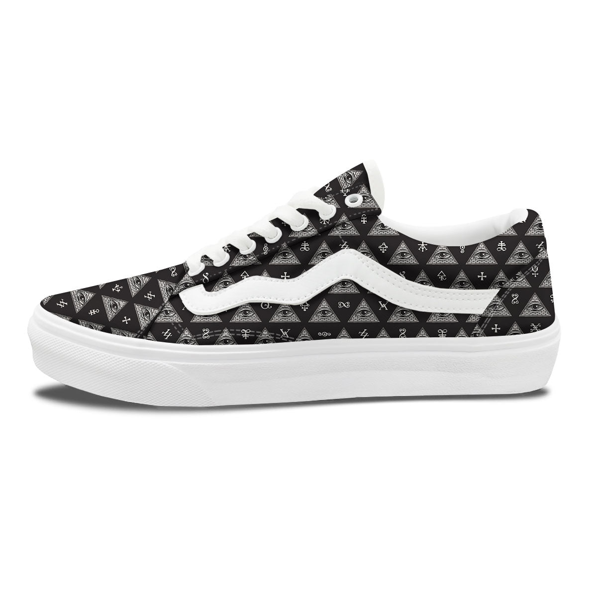 Pattern Masonic Eye Print Skate Shoes-grizzshop