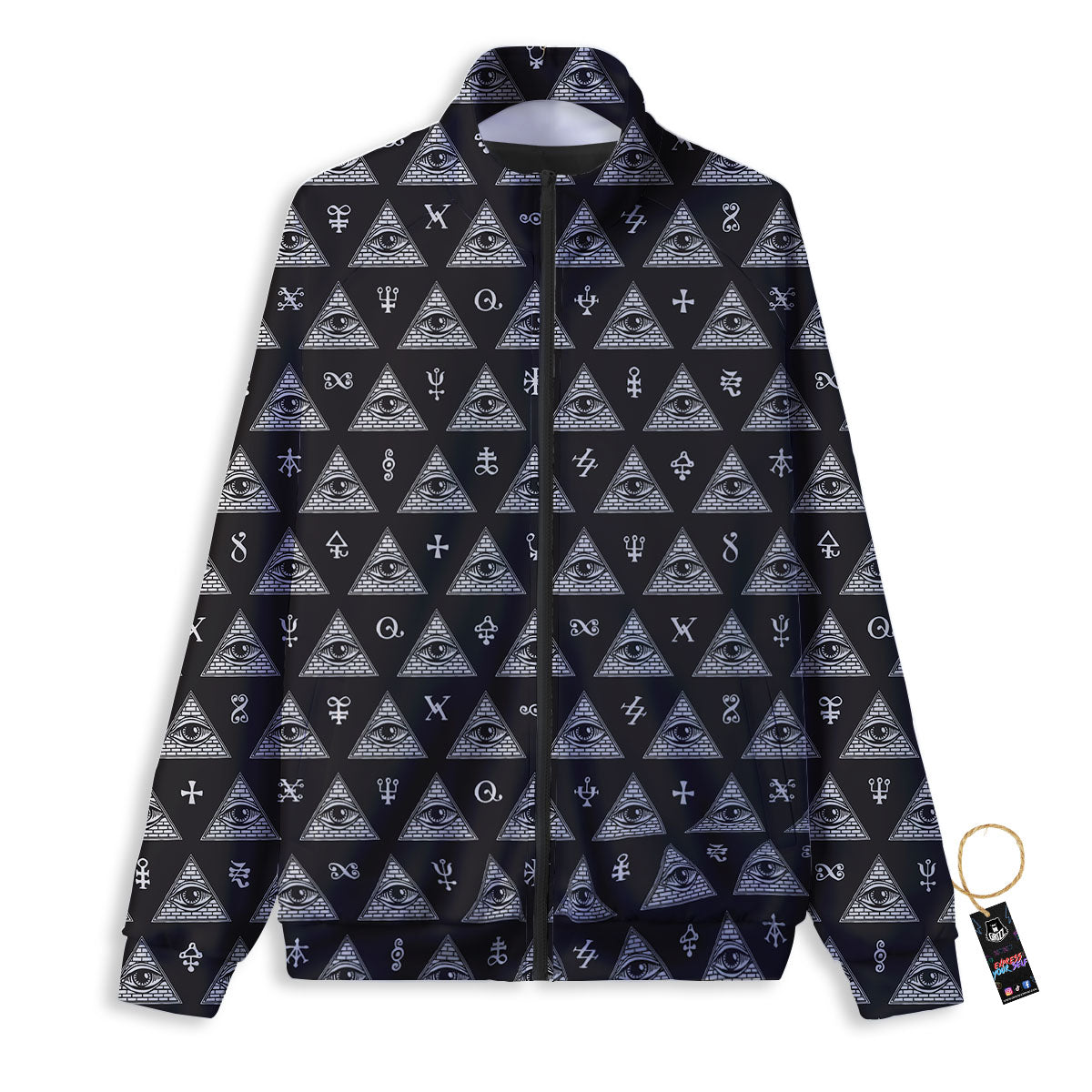 Pattern Masonic Eye Print Track Jacket-grizzshop