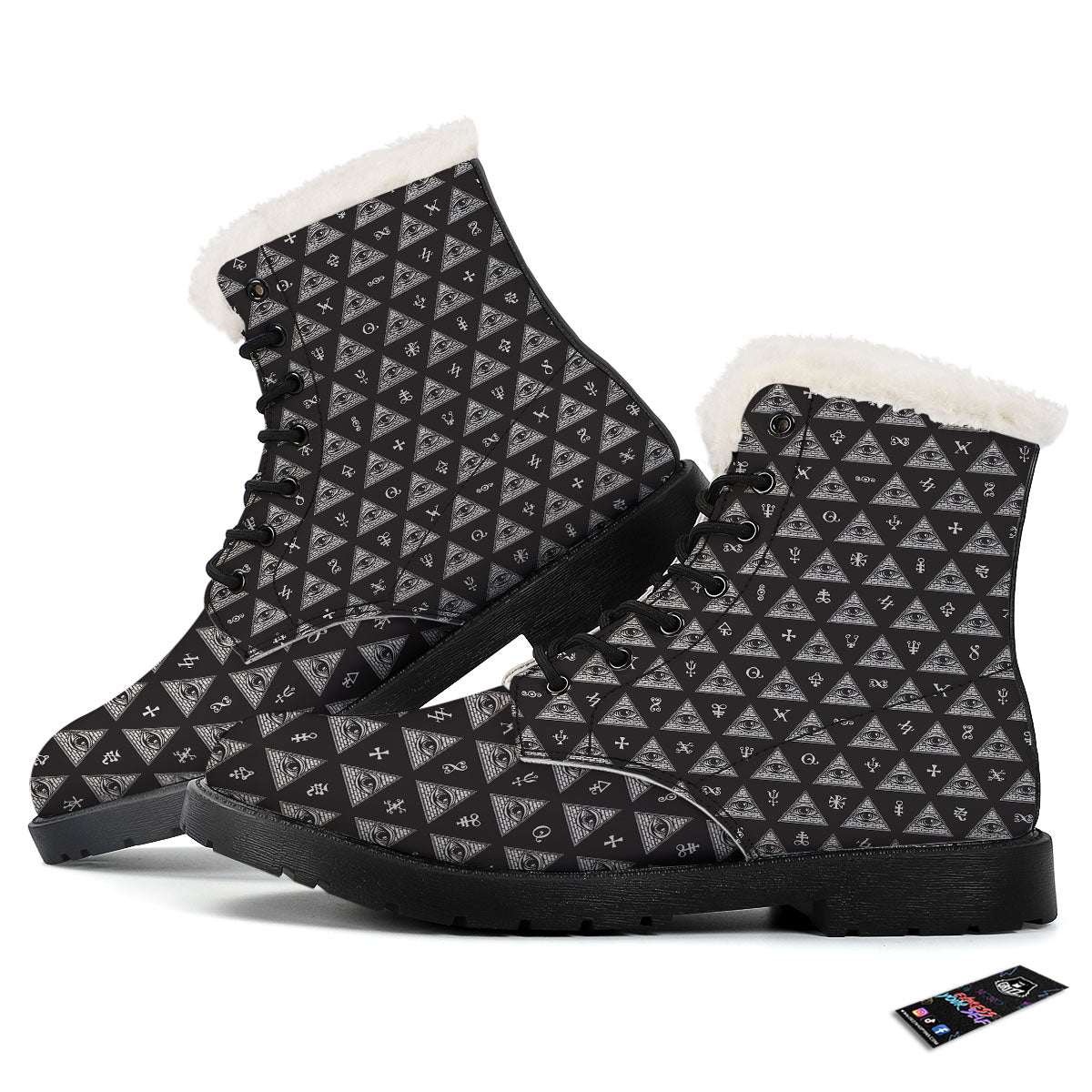 Pattern Masonic Eye Print Winter Boots-grizzshop