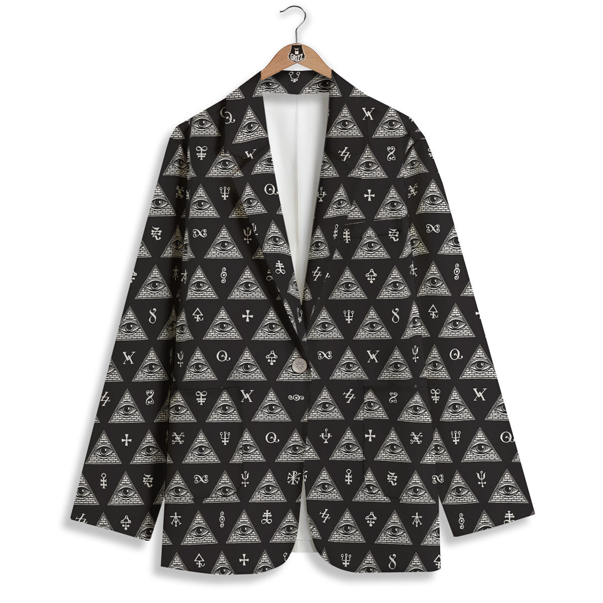 Pattern Masonic Eye Print Women's Blazer-grizzshop
