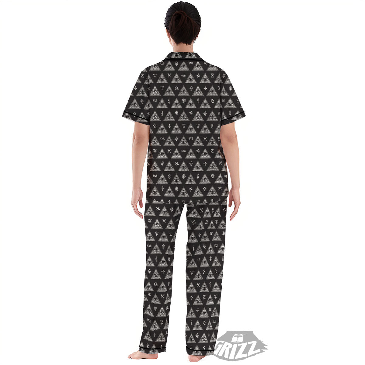Pattern Masonic Eye Print Women's Pajamas Set-grizzshop