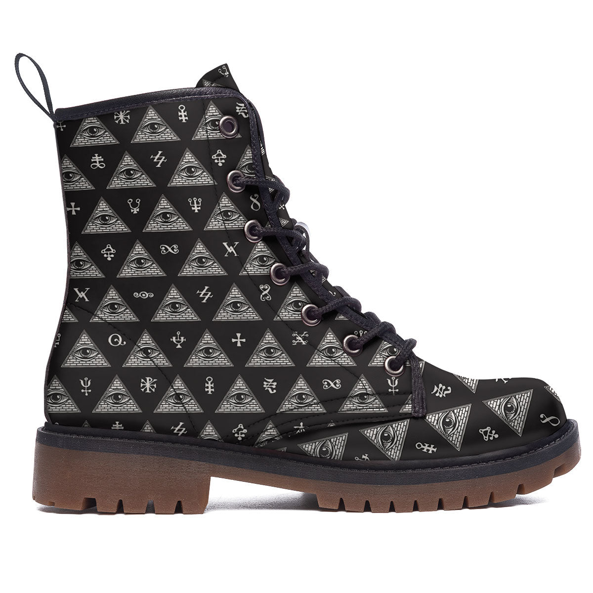 Pattern Masonic Eye Print Work Boots-grizzshop