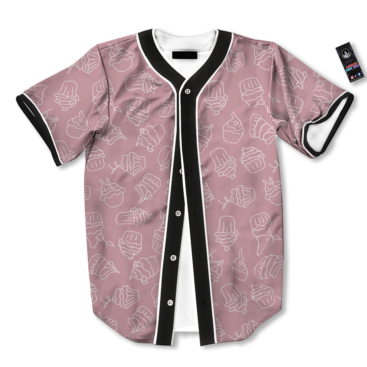 Pattern Mini Cupcake Print Baseball Jersey-grizzshop