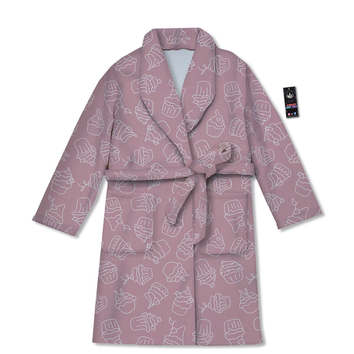 Pattern Mini Cupcake Print Bathrobe-grizzshop
