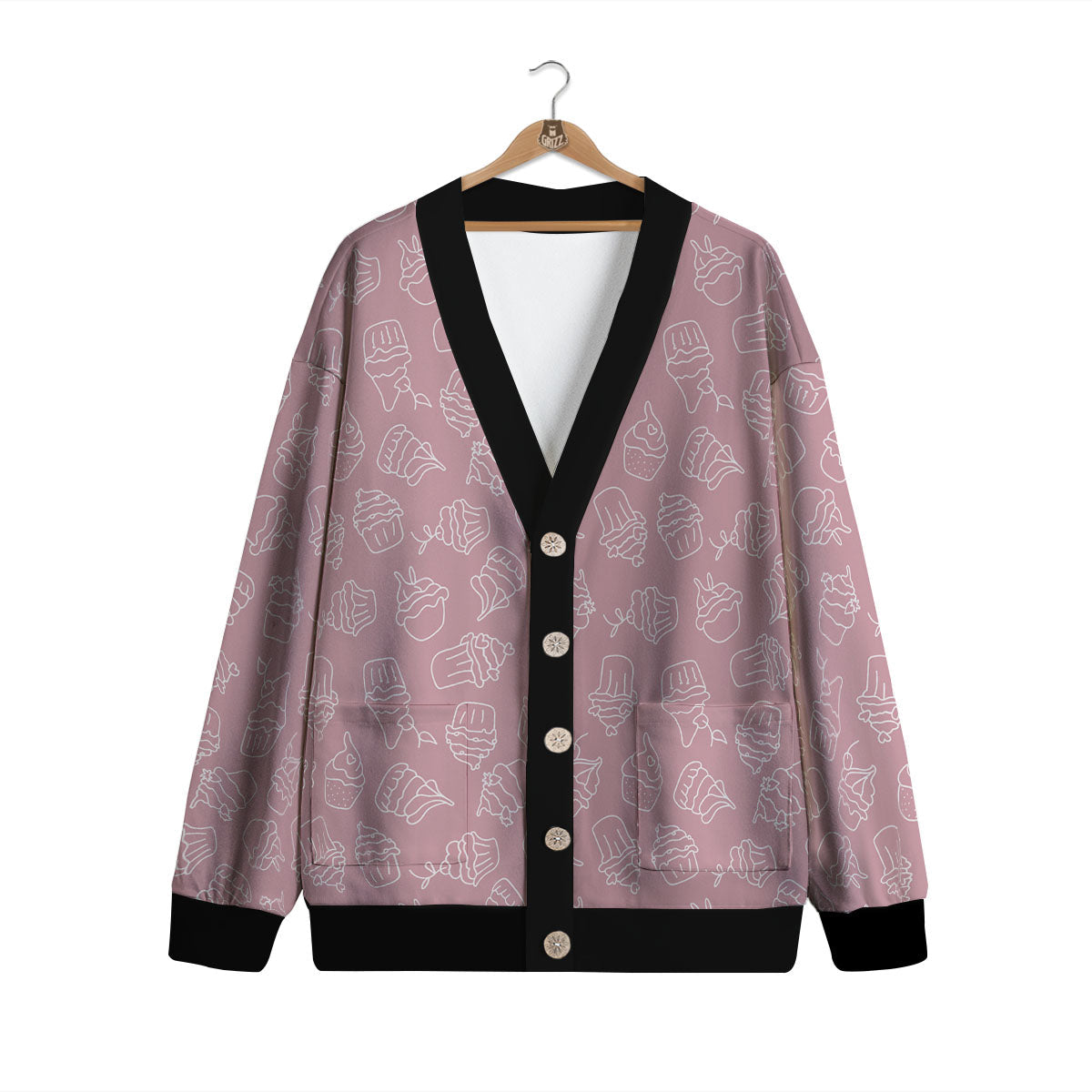 Pattern Mini Cupcake Print Cardigan-grizzshop