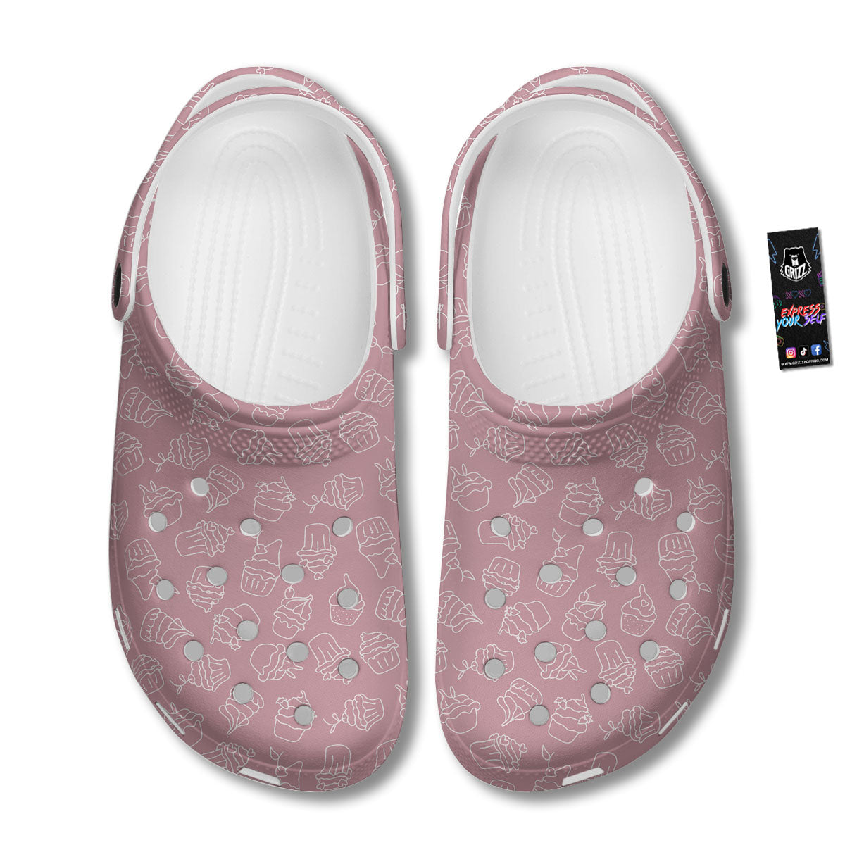 Pattern Mini Cupcake Print Clog-grizzshop