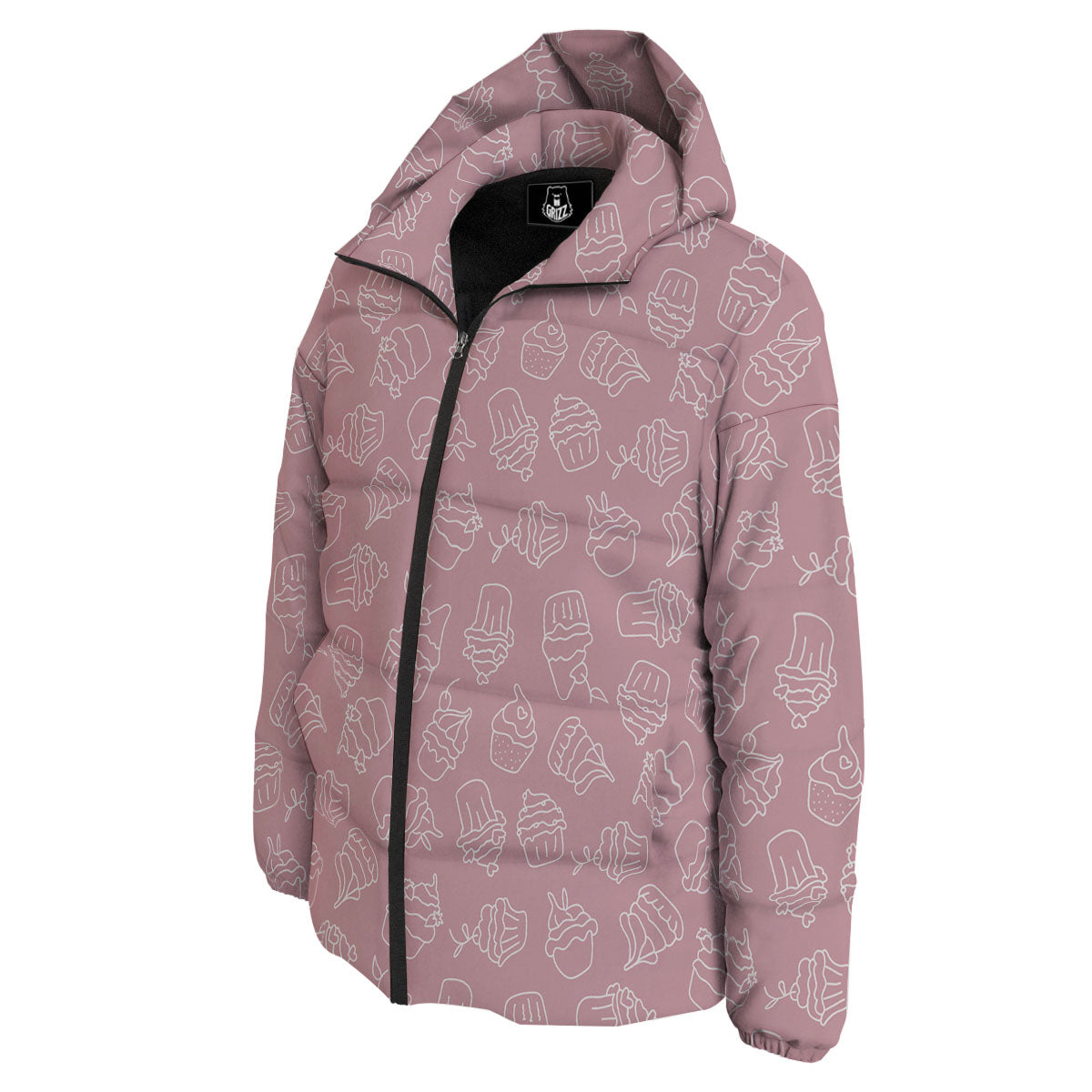 Pattern Mini Cupcake Print Down Jacket-grizzshop