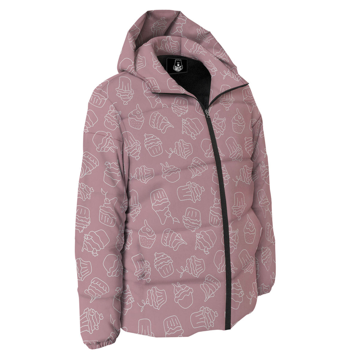Pattern Mini Cupcake Print Down Jacket-grizzshop
