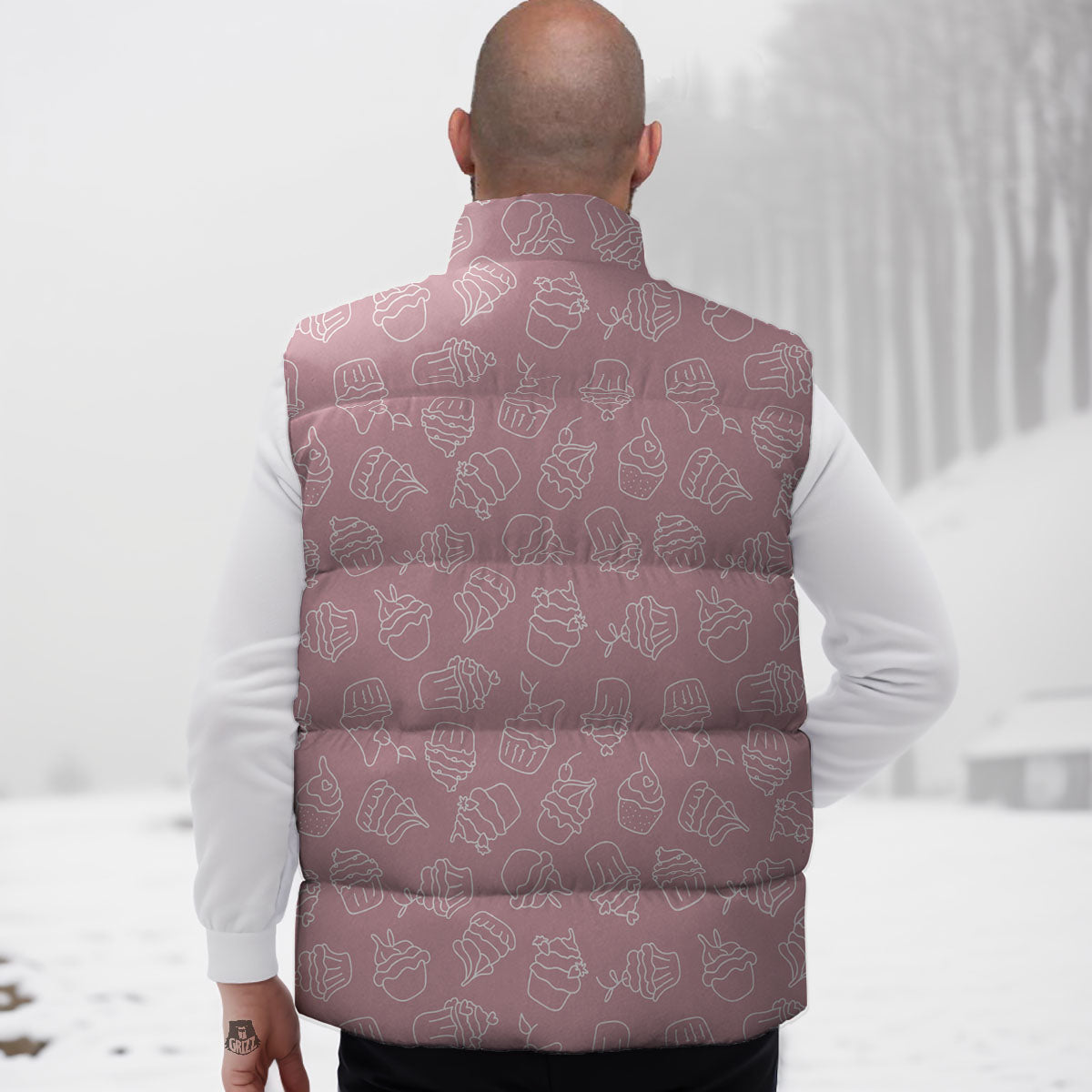 Pattern Mini Cupcake Print Down Vest