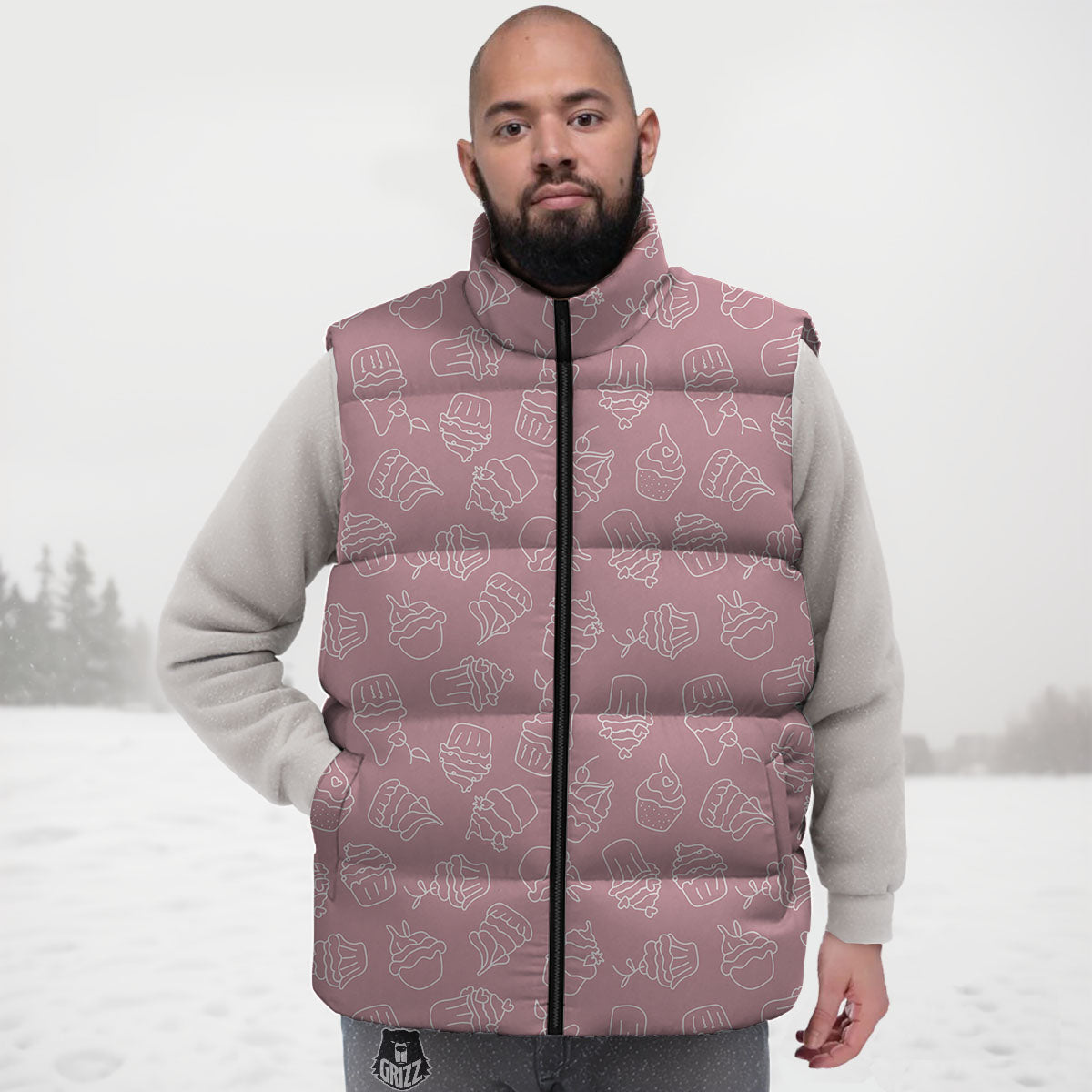 Pattern Mini Cupcake Print Down Vest