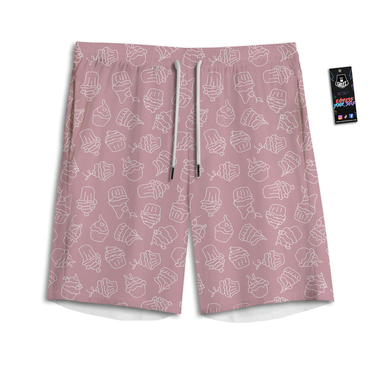 Pattern Mini Cupcake Print Men's Athletic Shorts