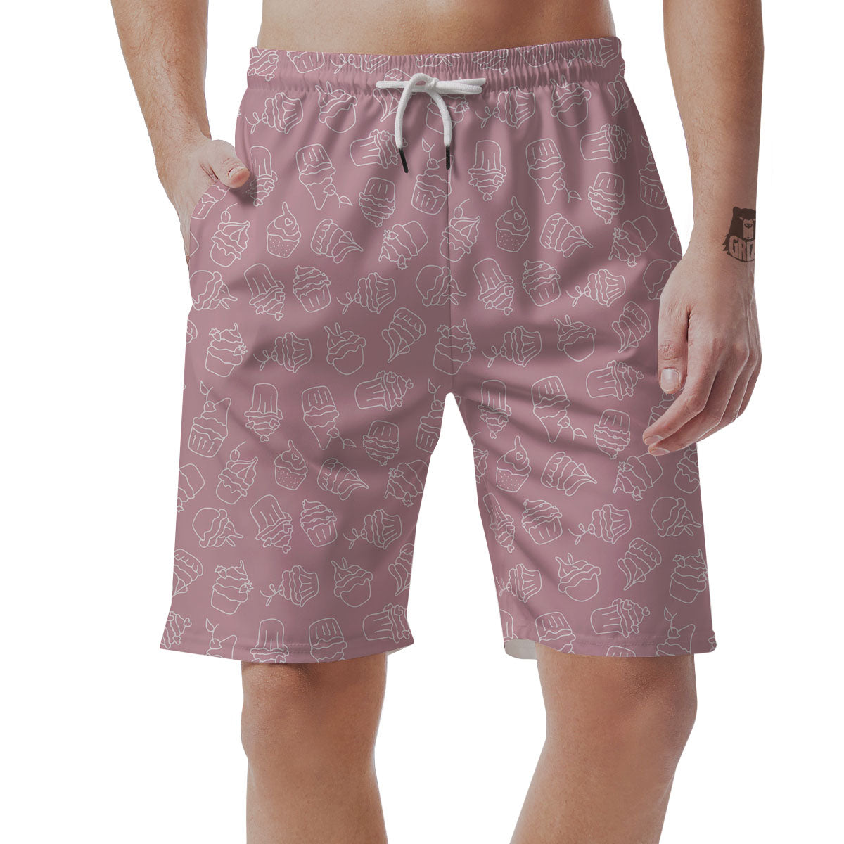 Pattern Mini Cupcake Print Men's Shorts-grizzshop
